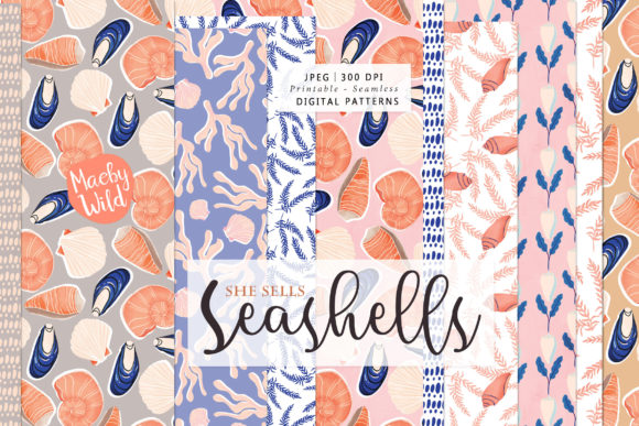 Beachcombing Seashell Seamless Patterns: A Creative Coastal Collection