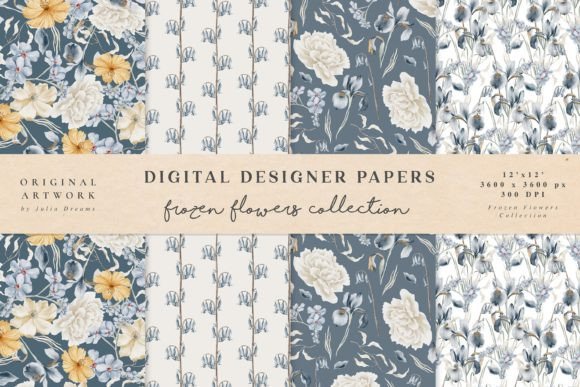 Frozen Flowers Seamless Patterns