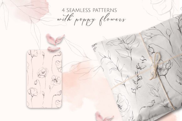 Line Art Patterns with Poppy Flowers