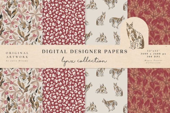 Magic Forest Seamless Patterns Lynx
