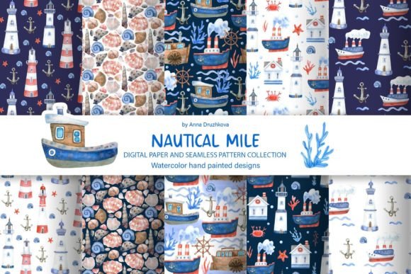 Nautical Mile Digital Paper and Patterns