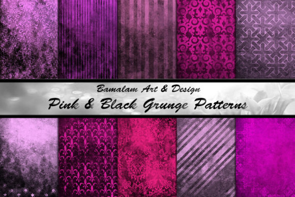 Pink Black Grunge Patterns