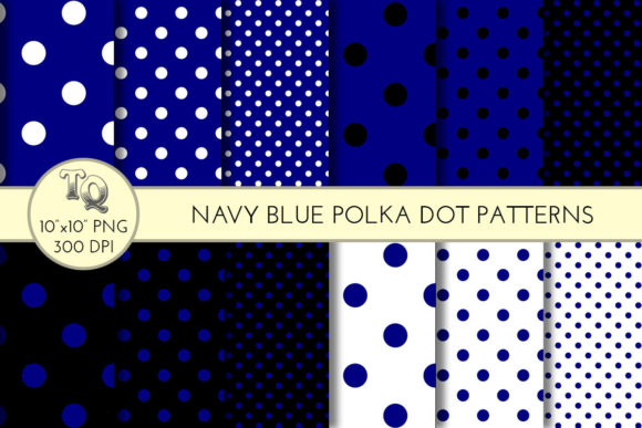 Seamless Navy Blue Polka Dot Patterns