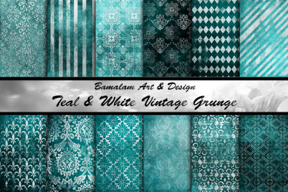 Teal White Vintage Grunge Patterns: Timeless Texture for Creative Projects