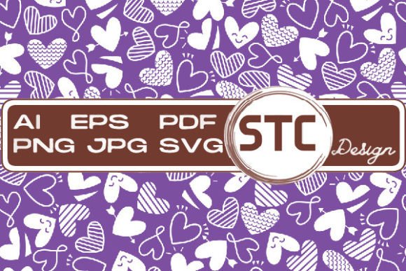 Valentine Purple White Heart Patterns: Seamless Digital Design Assets for Creative Professionals