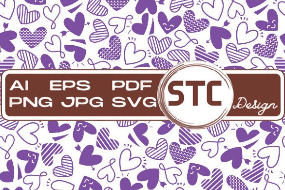 Valentine White Purple Heart Patterns
