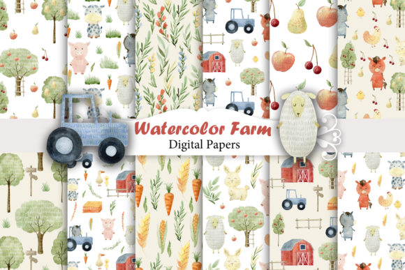 Watercolor Farm Seamless Patterns: A Creative Resource for Modern Designers